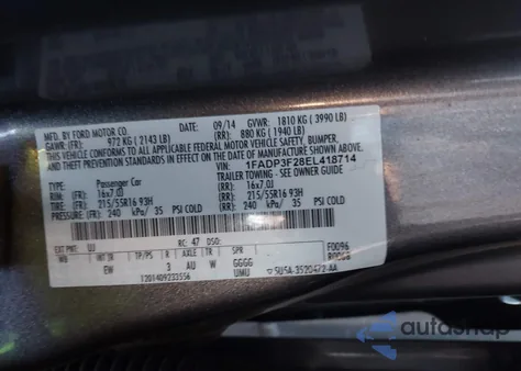 2014 Ford Focus Se z USA, uszkodzony, nr VIN 1FADP3F28EL418714